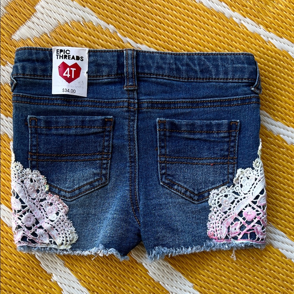 Epic Threads Denim Shorts with Lace Accents